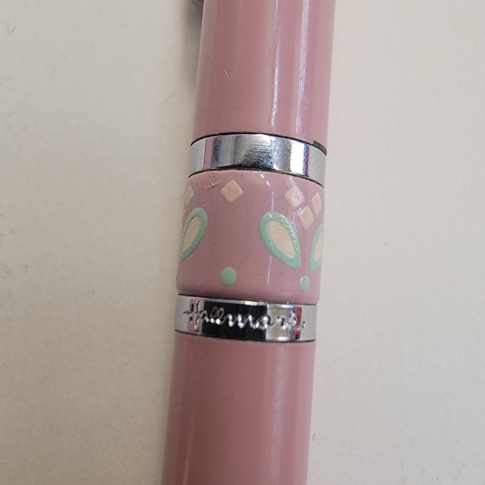 Vintage Hallmark Enamel Mauve Floral Ball Point Pen 1700WP2511 Box Made In USA
