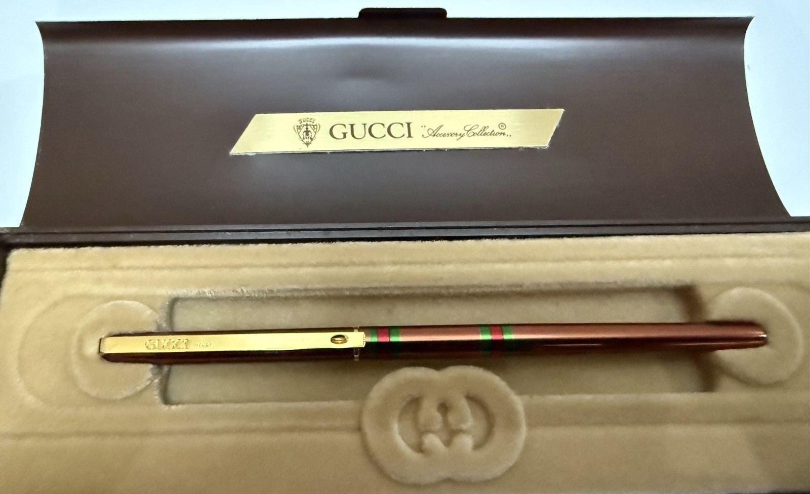 Vintage Gucci Accessory Collection Ballpoint Pen With Original Case Italy