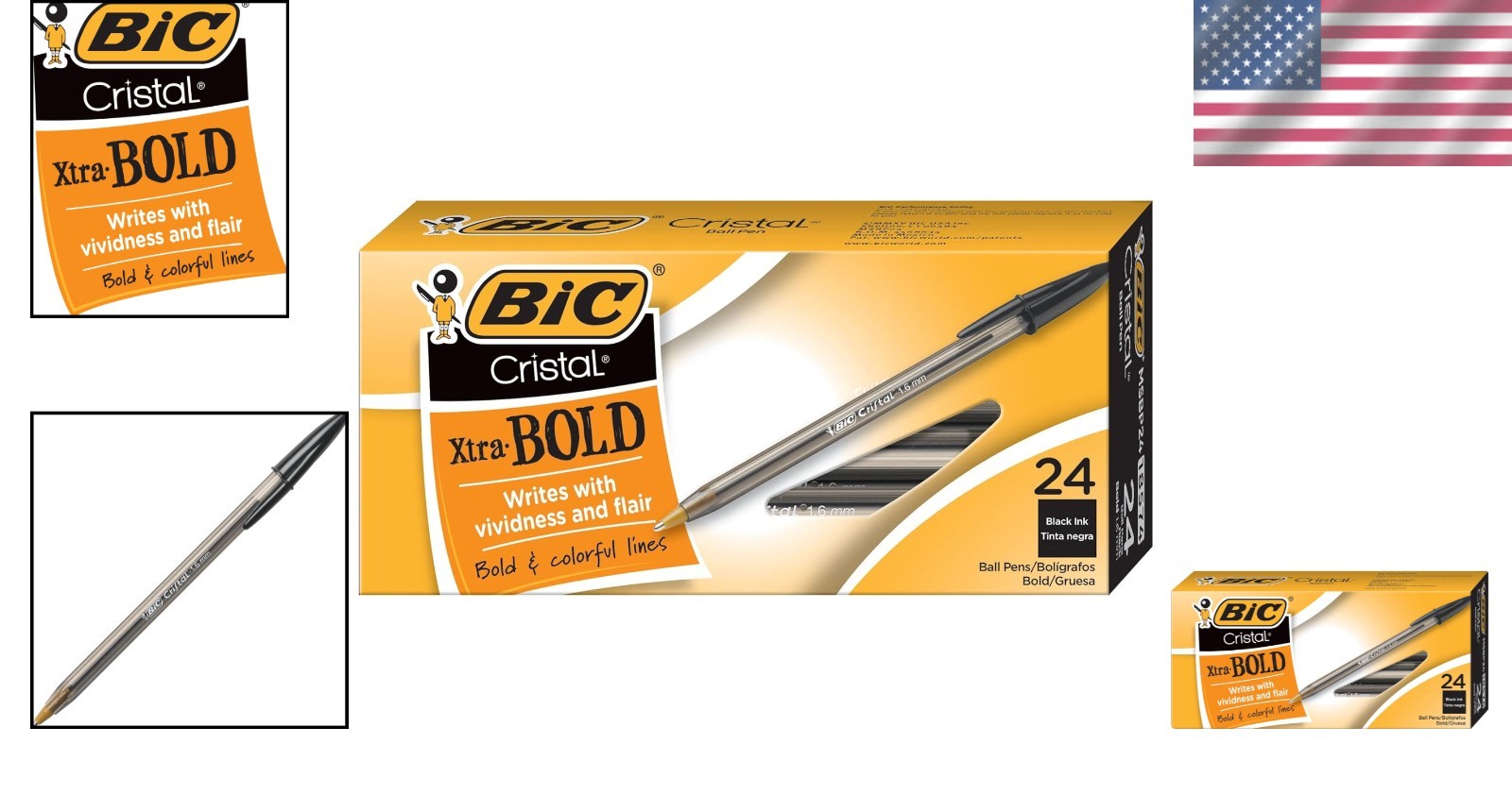 Experience Smooth Writing with Cristal Xtra Bold 1.6mm Ballpoint Pens, 24-Pack