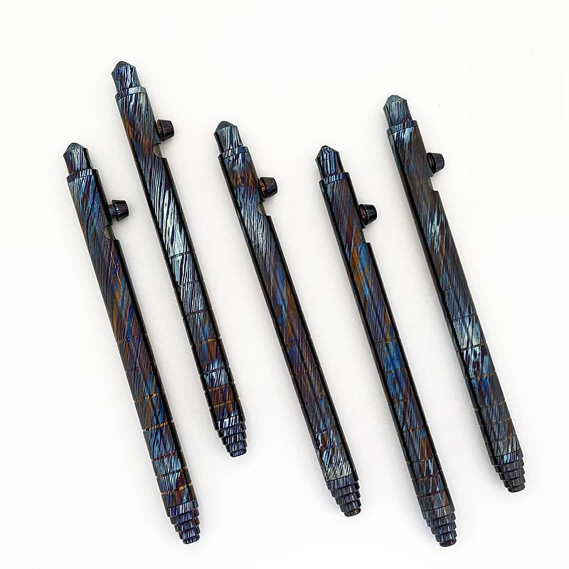 Titanium Damascus Ballpoint Pen Bolt Action Signature Writing Pen EDC Outdoor