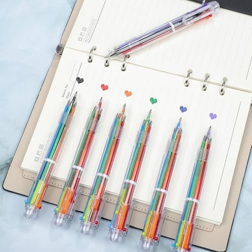 Pieces Multicolor Ballpoint Pens 0.5 mm 6 Colors Transparent Barrel 24