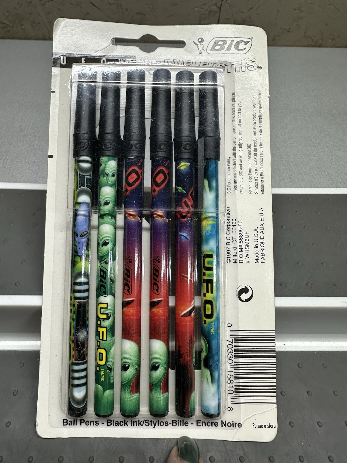 Bic Wavelengths UFO Alien Stick Pens Black Ink Ballpoint 1997 NEW