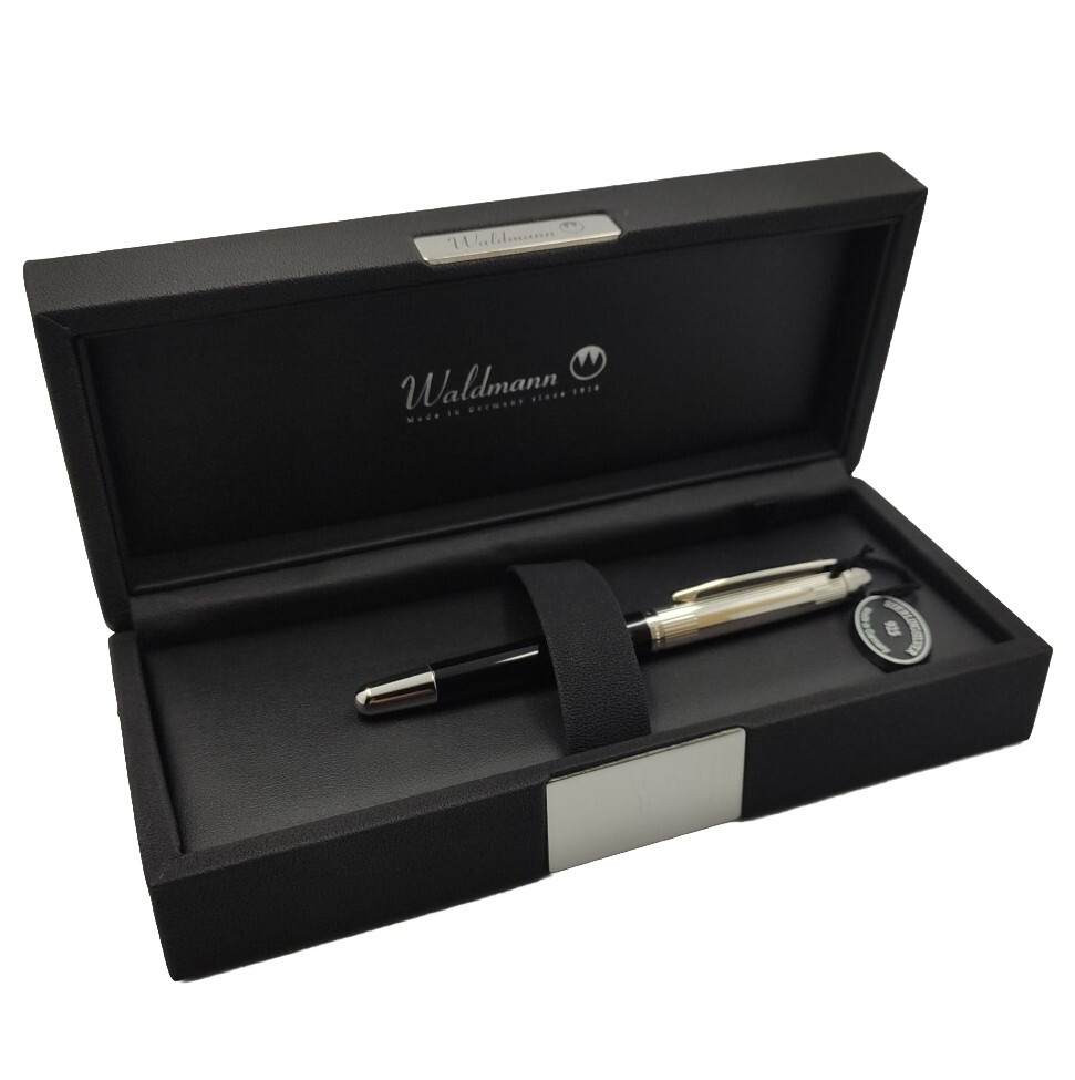 Waldmann Fountain Pen Sterling Silver 925 Pocket Model Black Enamel