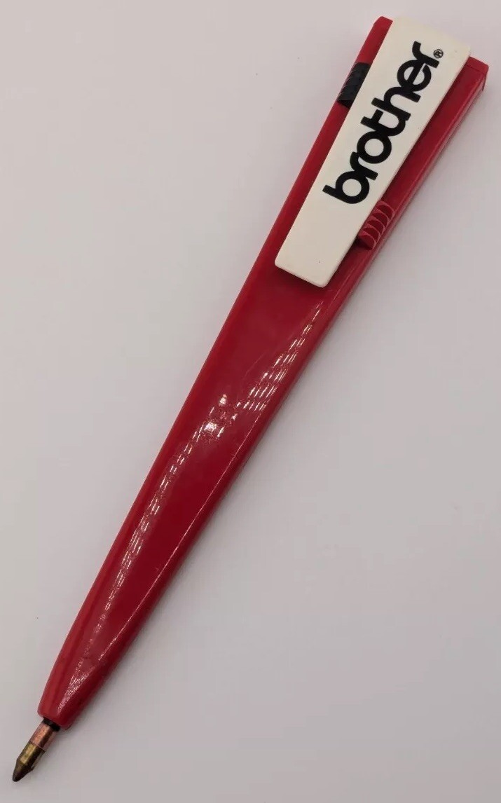 Vintage Plastic Red Black BROTHER Branded Pentastic By Slencil Advertising Pen