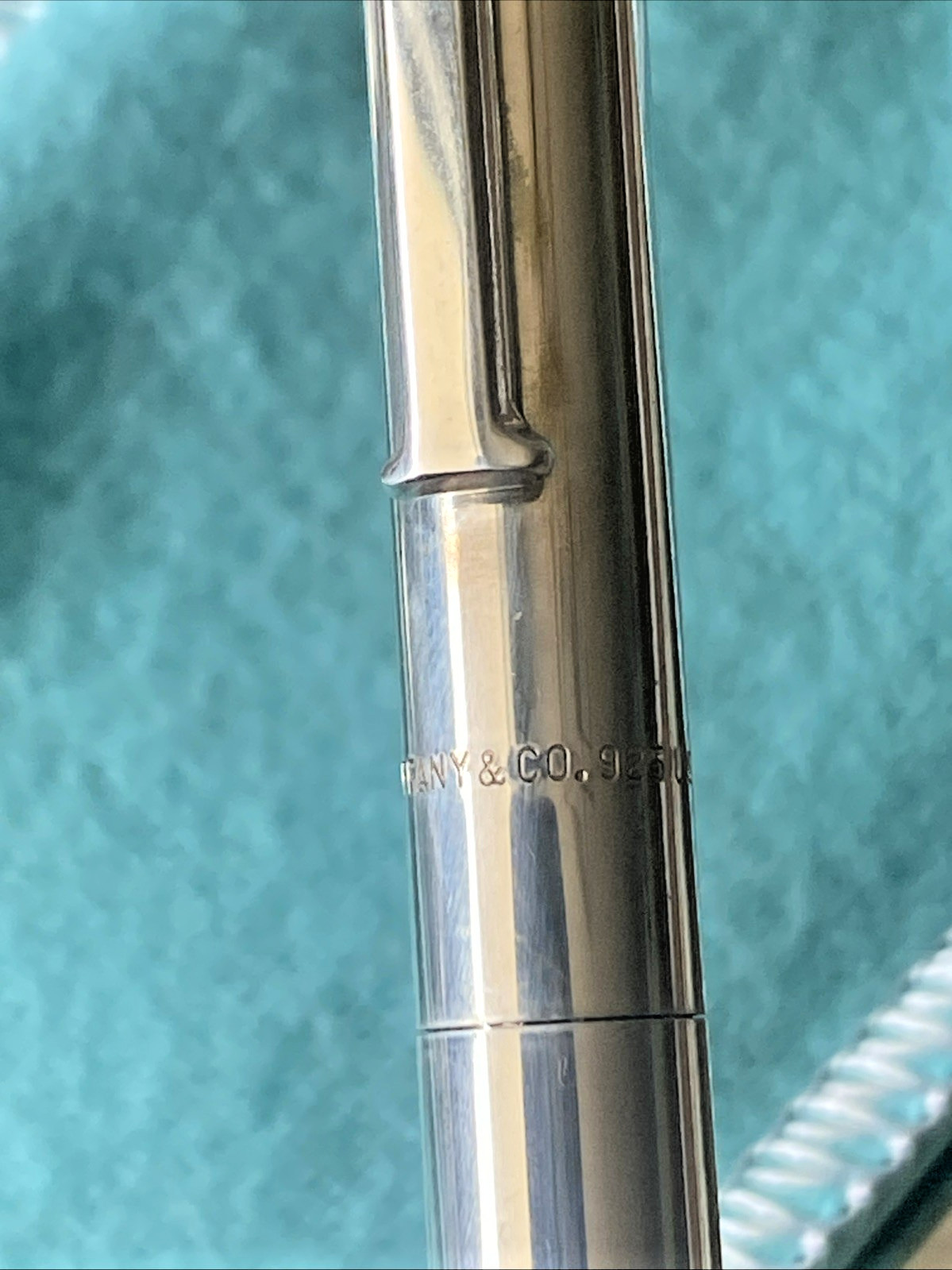 Vtg Tiffany & Co. Sterling Silver 925 T Clip Ballpoint Pen Black Ink Pouch & Box