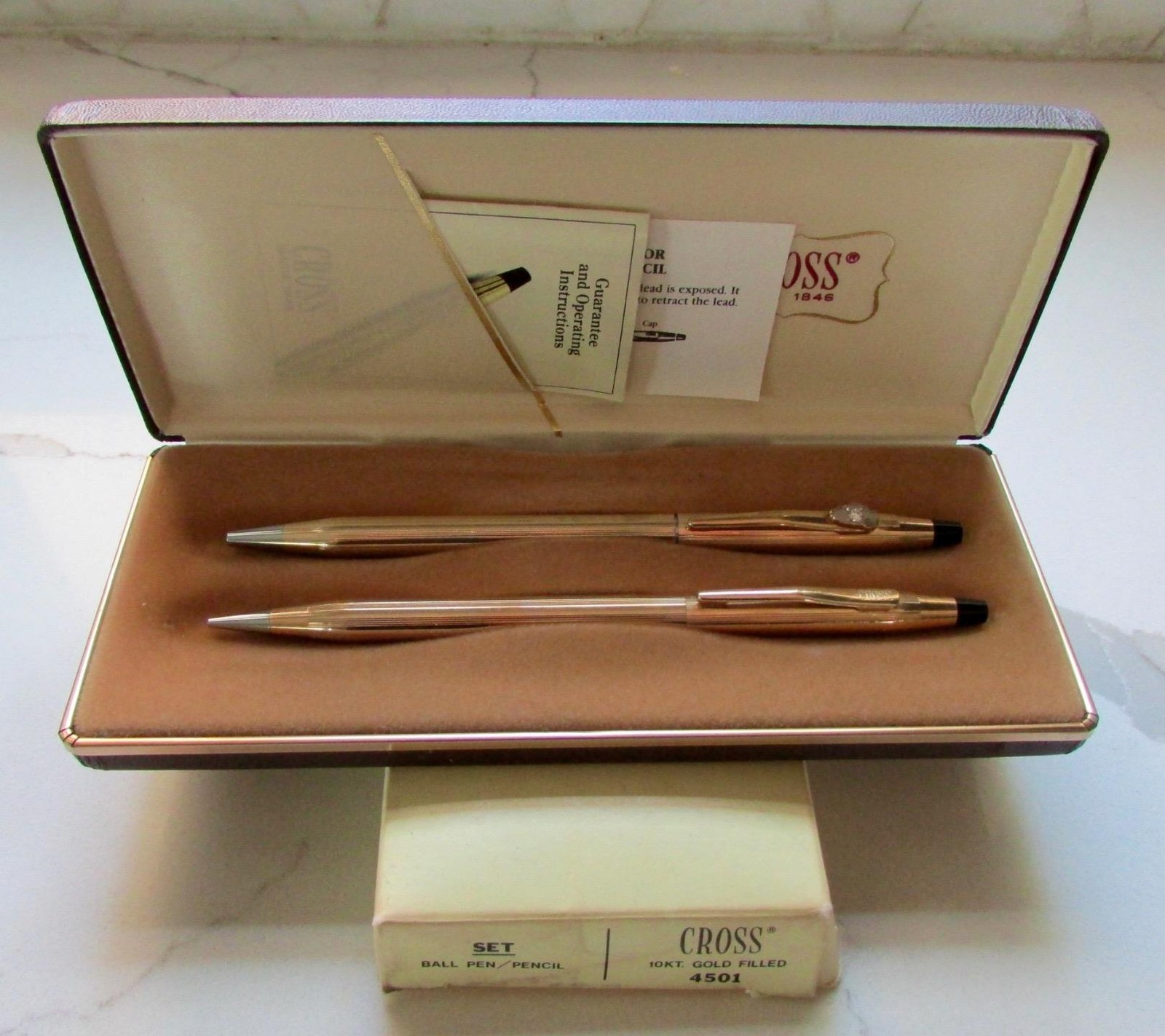 New Rare Cross10KT Gold Filled Pen and Pencil Illinois Bell/ATT Diamond Chip