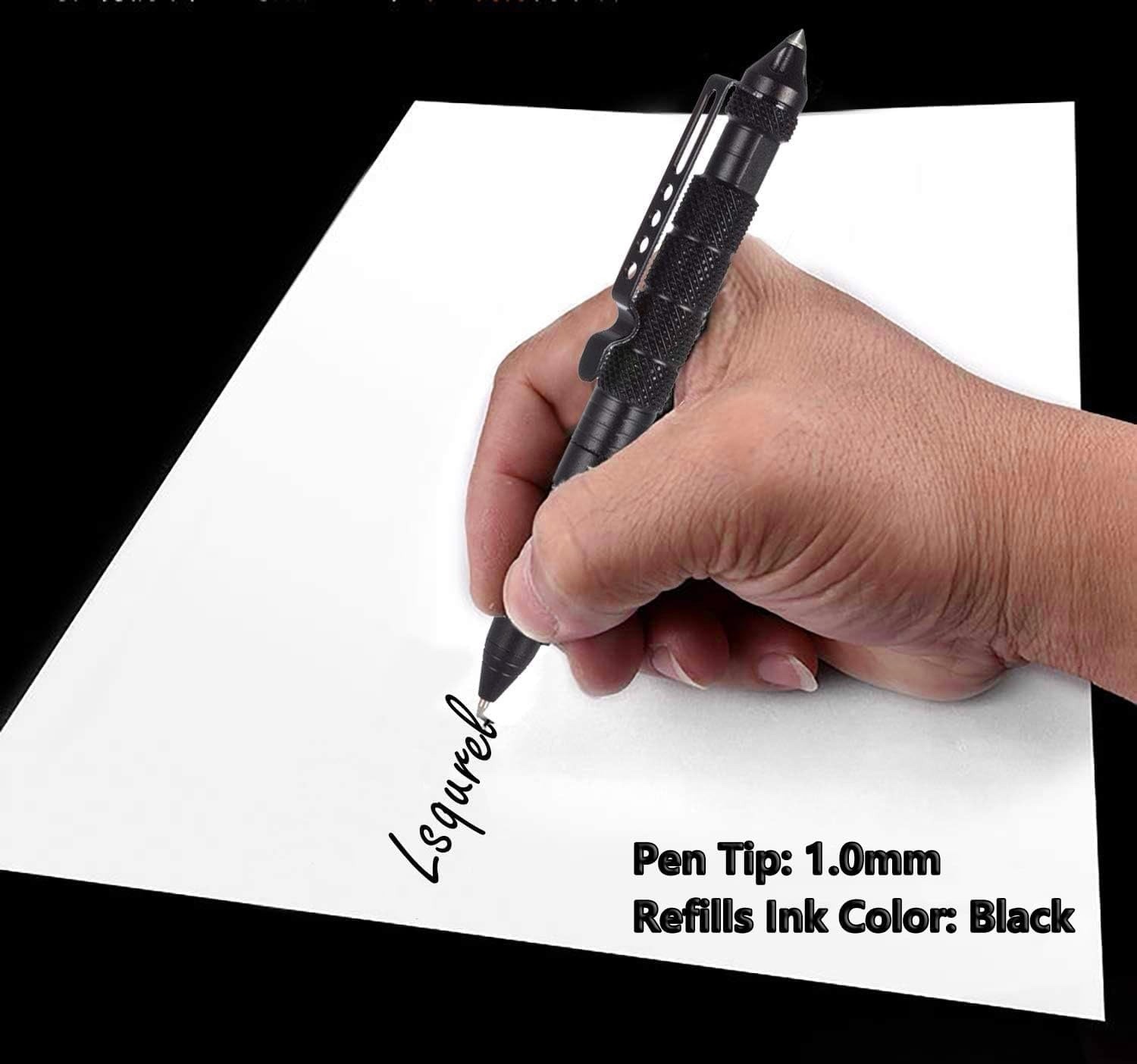 1pcs Tactical Pen Aluminum Self Defense Tungsten Glass Breaker Writing Black