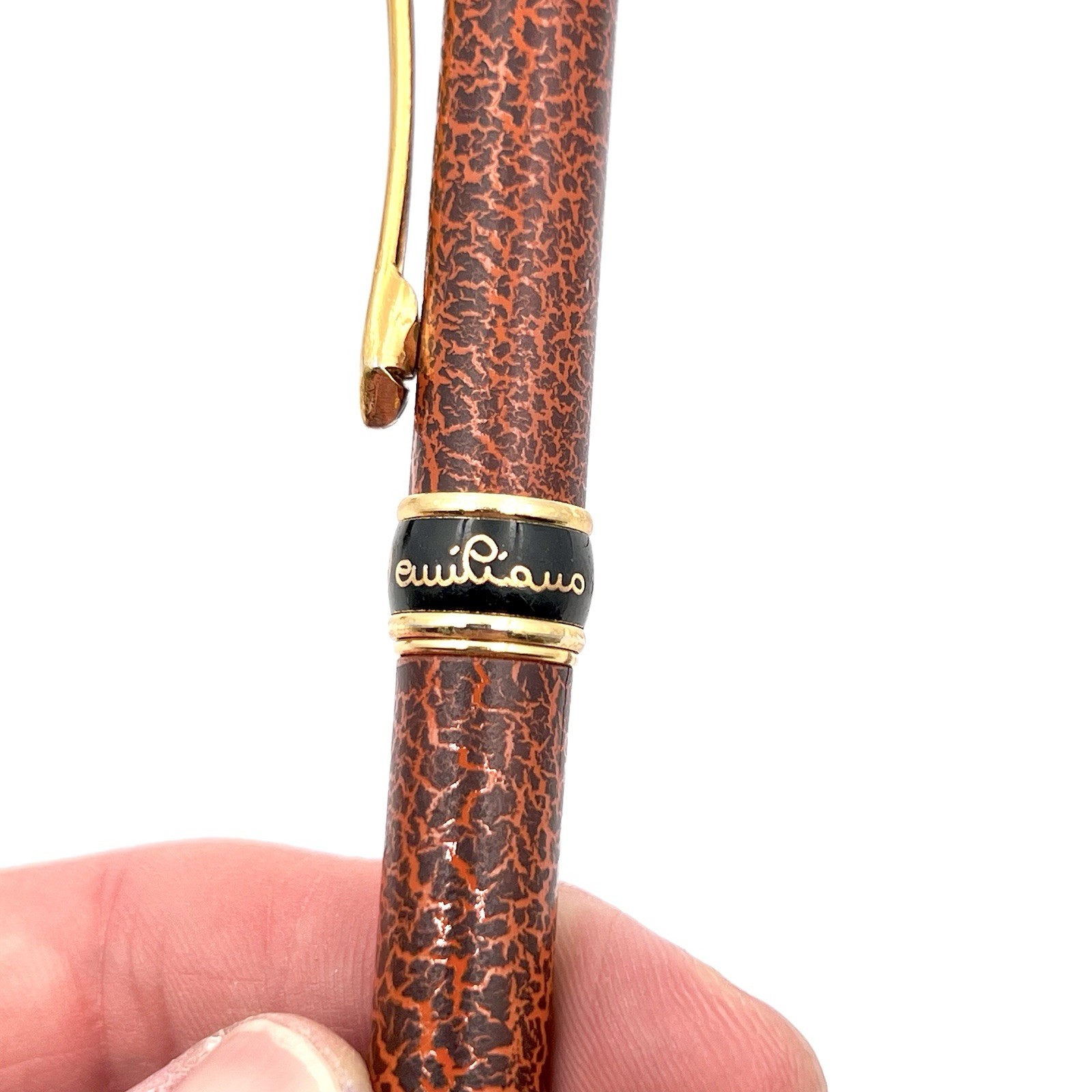 VTG Cesare Emiliano Italy Veined Red-Orange/Brown Ballpoint Pen