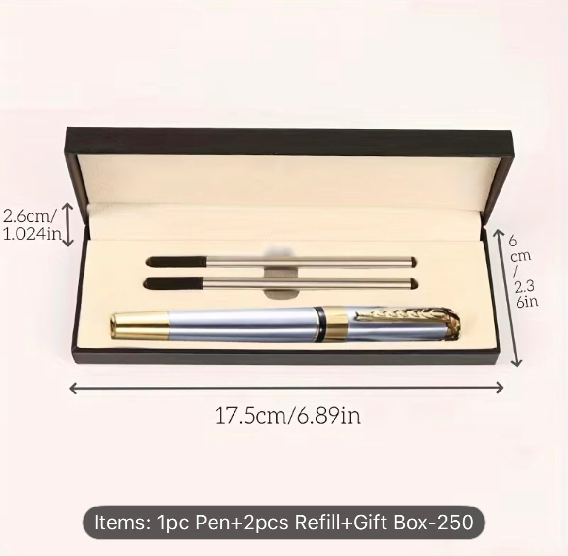 1pc metal neutral pen +2pcs refill + gift box, personalized high-end business