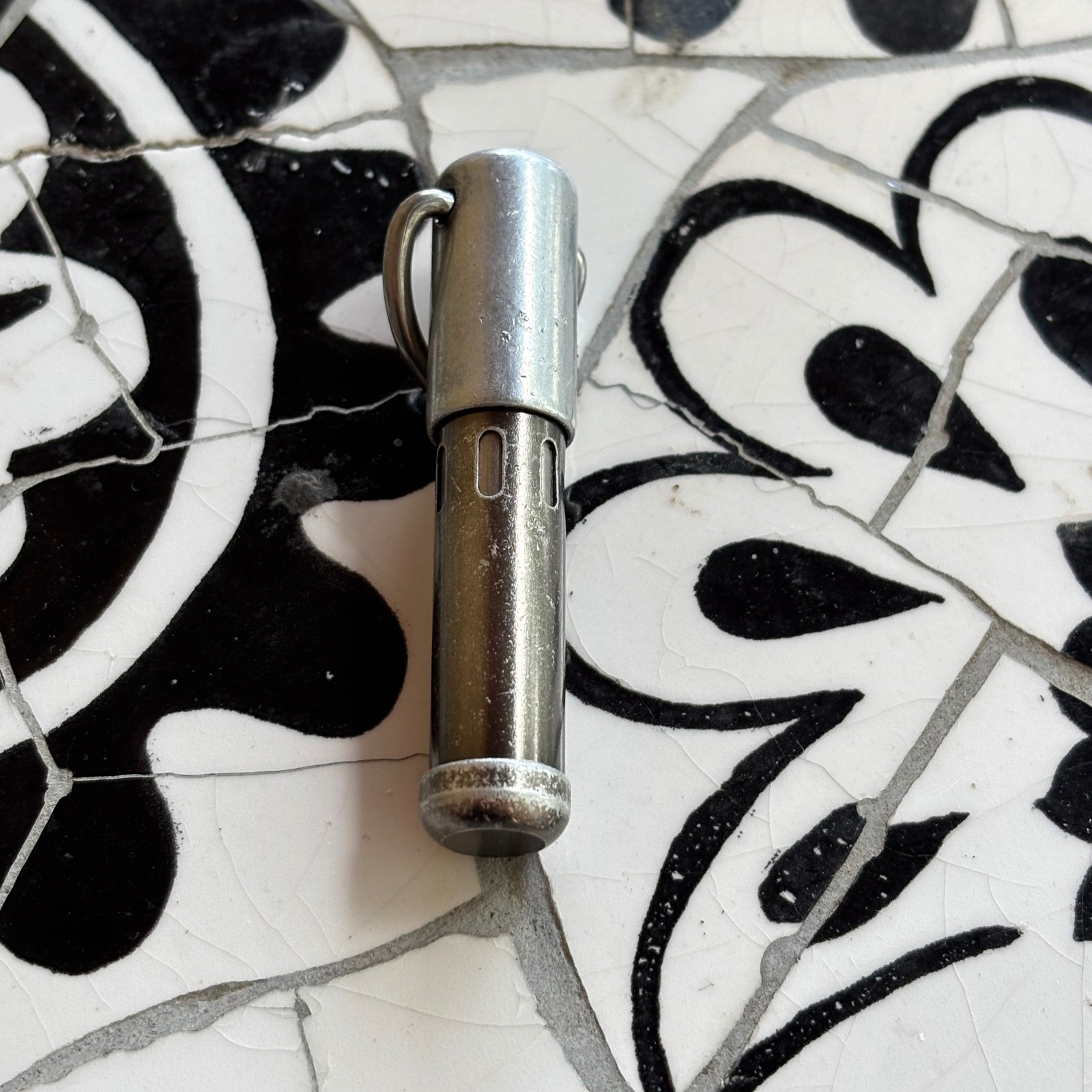 Cartier Vintage Silver Metal Mini Ballpoint Pen Keychain Pocket Accessory Logo