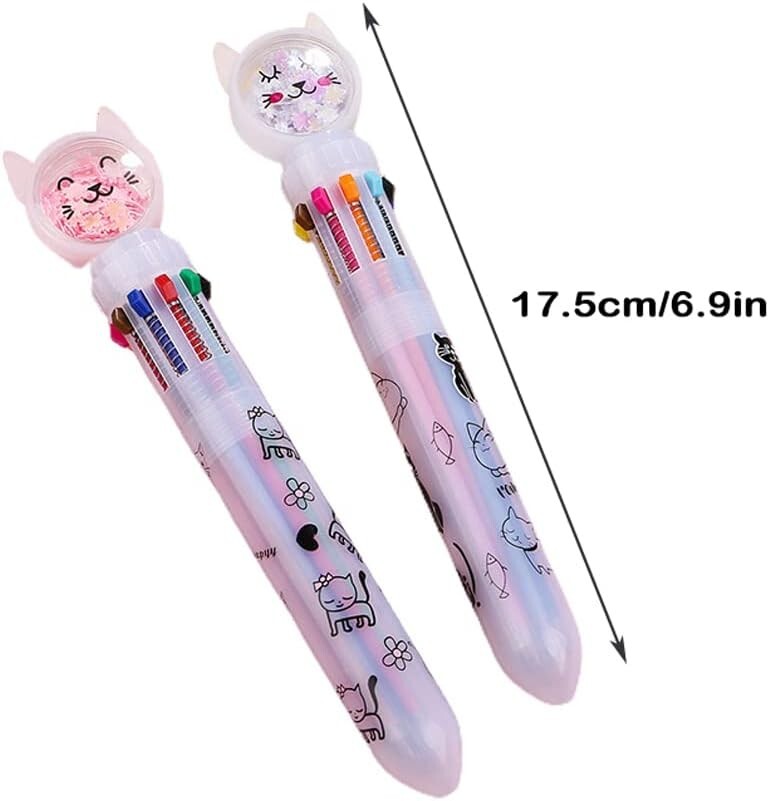 0.5mm 10-in-1 Multicolor Ballpoint Pen 10 Colors Cute Cartoon Retractable