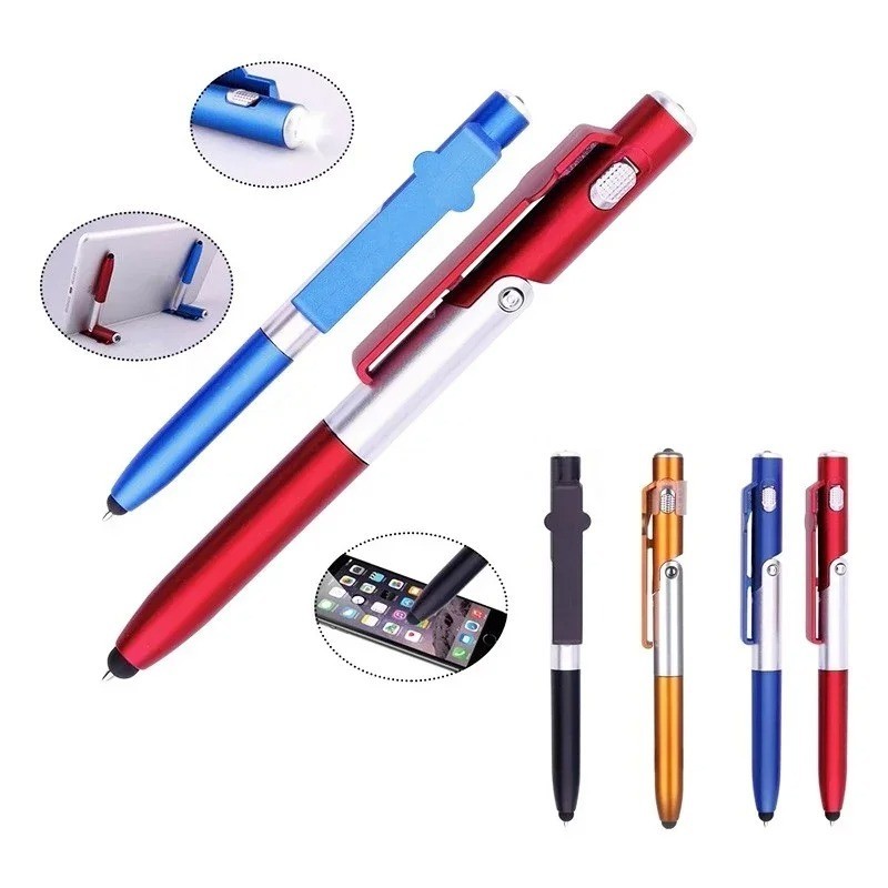 4-in-1 Multifunction Ballpoint Pen LED Light Foldable Phone Stand Night Reading