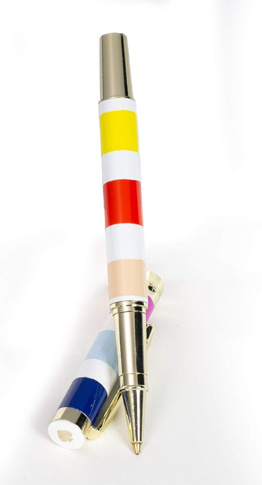 kate spade new york Black Ink Ballpoint Pen with Reusable Gift Box Candy Stripe