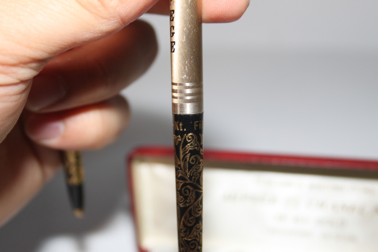 Vintage Chanel No.5 Arpege 14K Gold Filigree Perfumed Ballpoint Pen Set in Box
