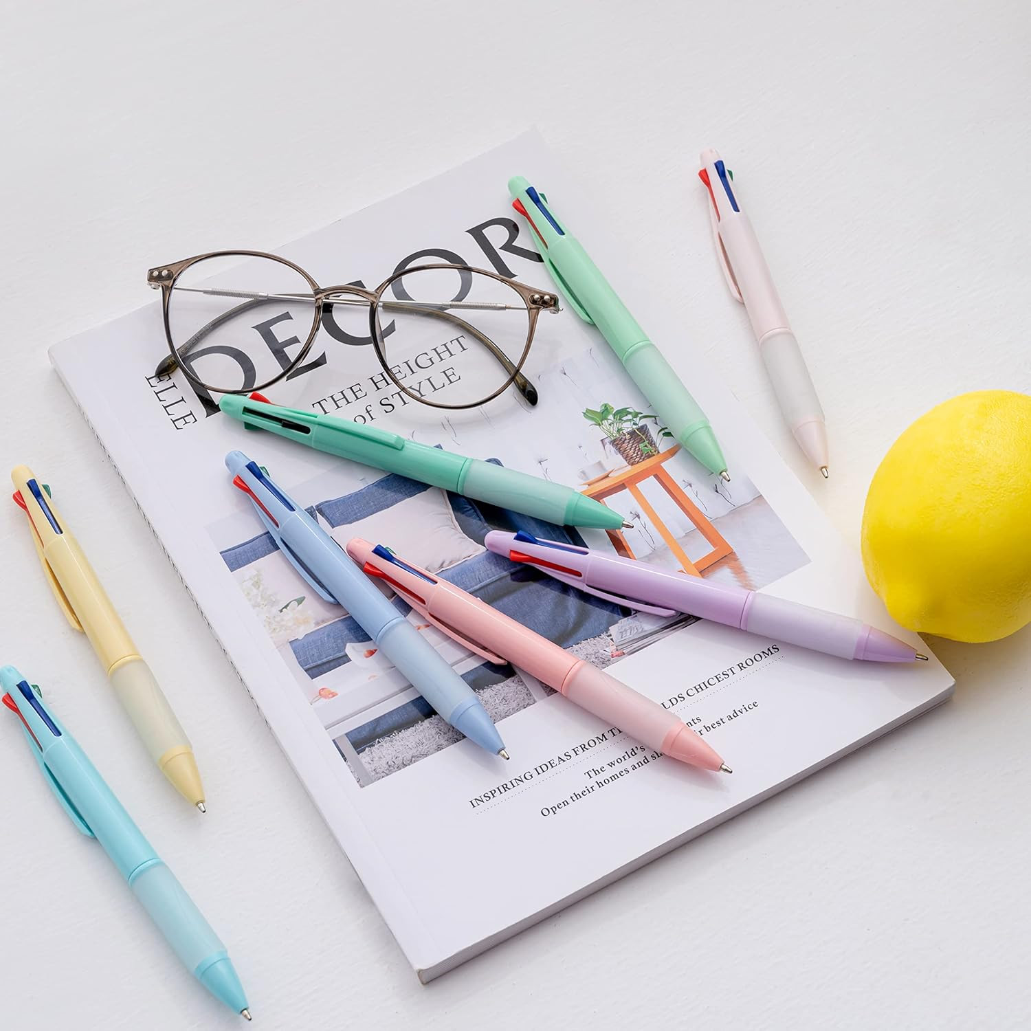 Multicolor Ball Point Pens 4-in-1 Colored Pens (1.0mm) Assorted Inks 4-Color Bal