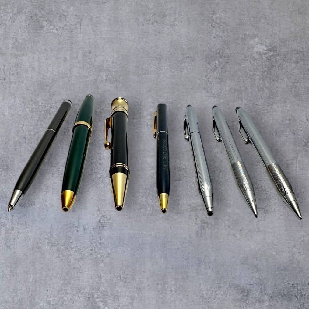 Cross Parker Mixed Ballpoint Pen/Pencil Lot 7pc Silver Gold Green Vintage -As Is
