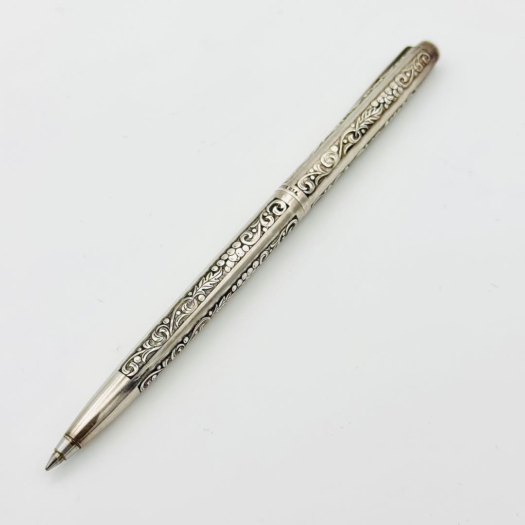 Rare Schafer Ballpoint Pen Sterling Silver Solid Engraving Good