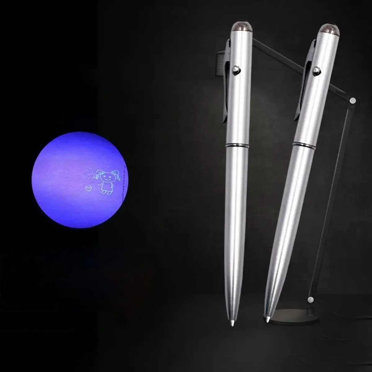 1PCS Multifunctional LED Light Ballpoint Pen Invisible Ink Pen UV Light Money