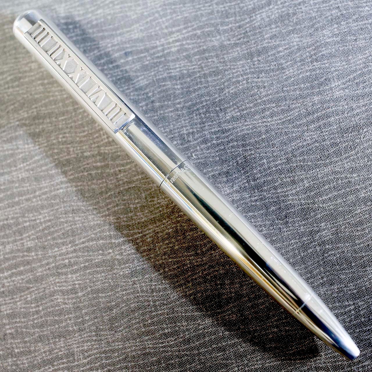 Tiffany & Co. Atlas Sterling Silver 925 Ballpoint Pen Roman Numeral Clip