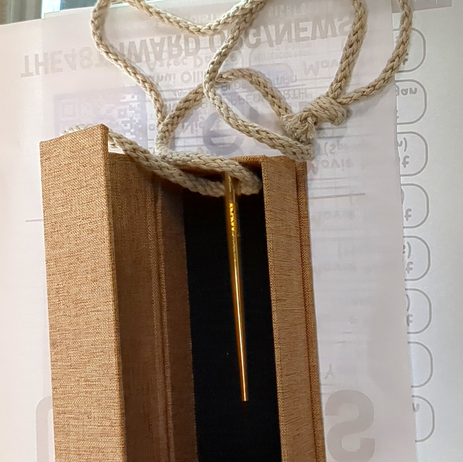 RAW Metal Gold Tone Ballpoint Pen Gold Ink w/ String & RAW Branded Box