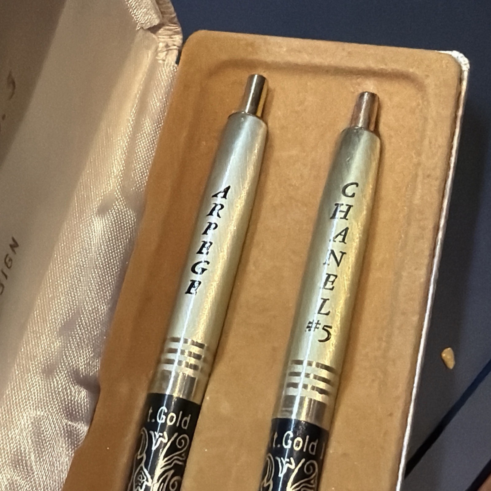 Arpege CHANEL No.5 Ballpoint Pen Set 14K Gold, Vintage
