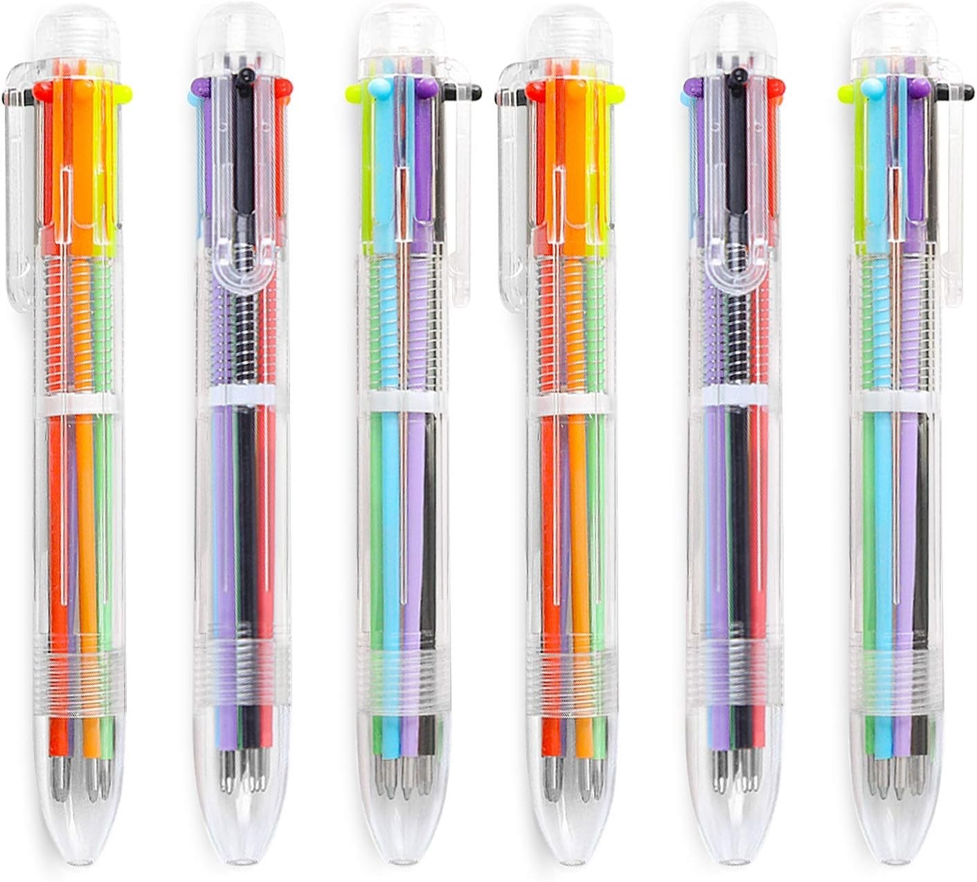 Multicolor 6-in-1 Ballpoint Pens with Pocket Clip – 24 Pack for Creative Fun