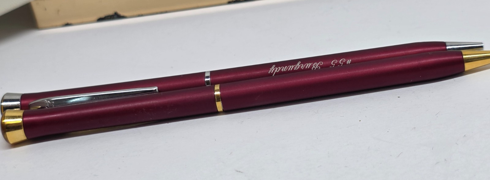 VTG Garland Heirloom Ball Point Pens Burgundy #66 Bubble Top Inter-Chem + Box