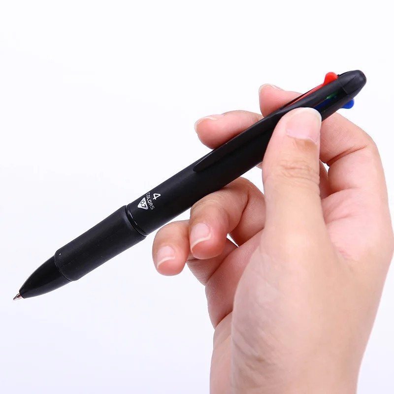 4 Color Ballpoint Pen 0.7mm Retractable Black Blue Red Green Ink Writing Pen
