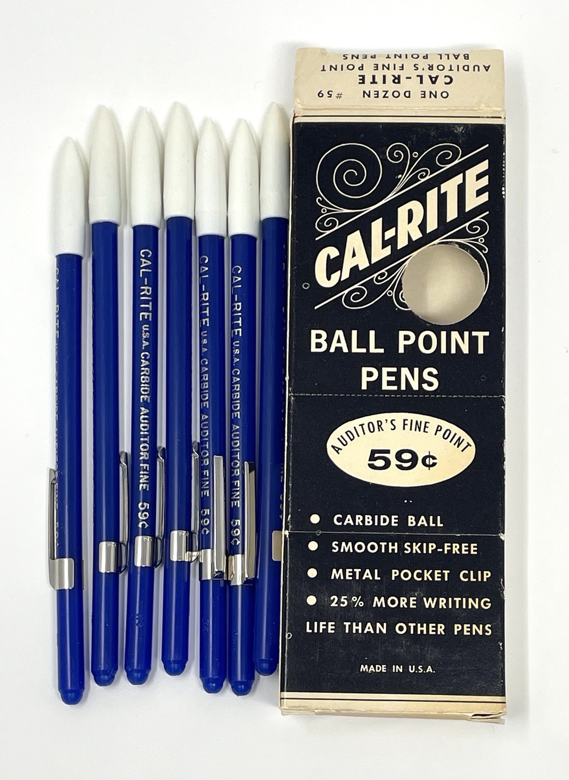 Vintage Collectible CAL-RITE Carbide Ballpoint Pens with Original Box DRIED OUT