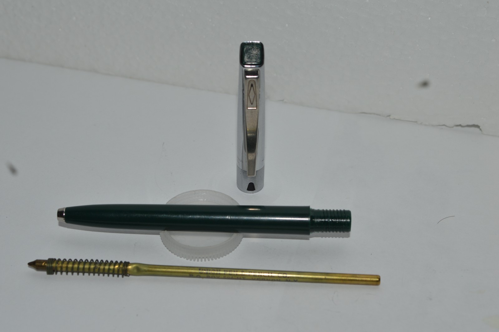 UNIPECO Ballpoint Pen Dark Green Square Clicker Light Used Circa 1960’s Tested