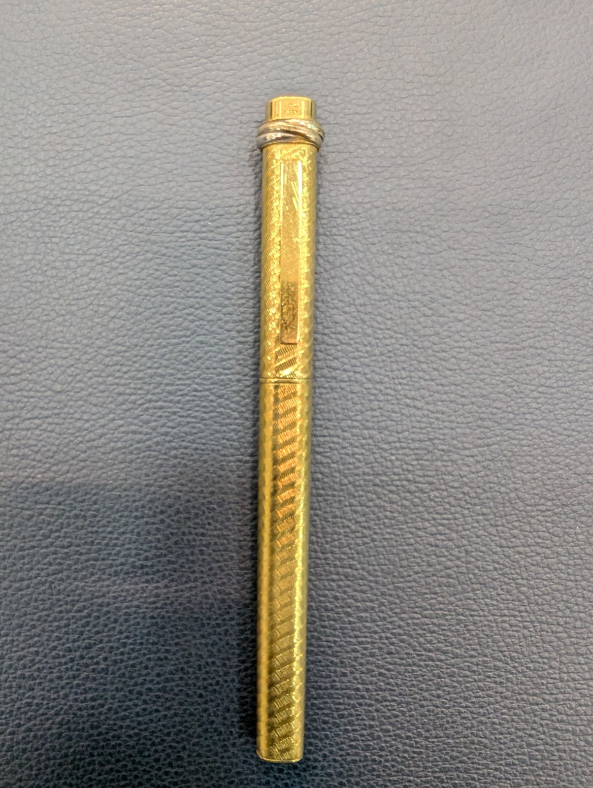 Vintage Cartier Ballpoint Pen Vendome Trinity 18K Gold Finish Textured