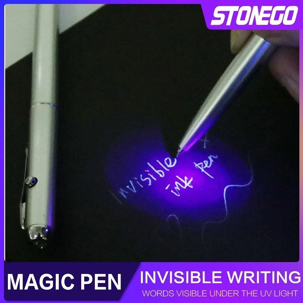 1PC Invisible Ink Pen Novelty Plastic Material Ballpoint Pens With Uv Light Magi