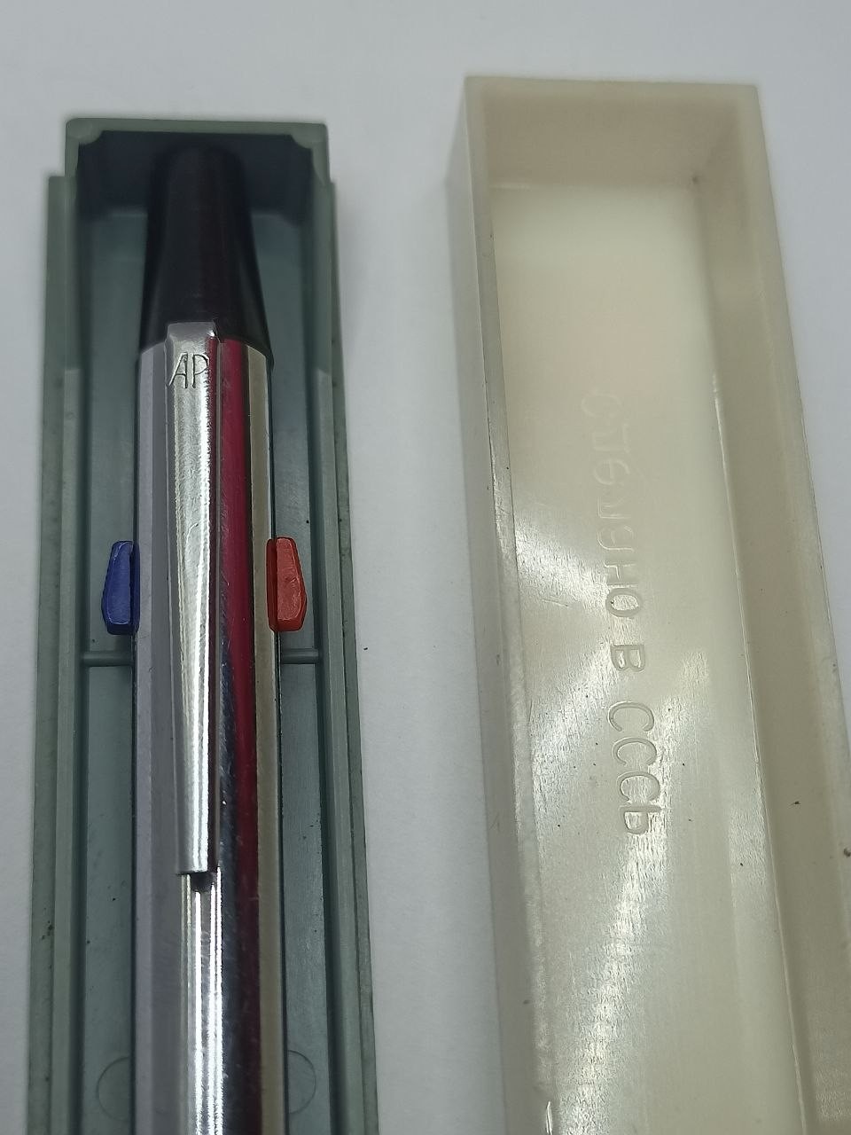 USSR Ballpoint Pen Two-Color Metal 1990 Good Condition