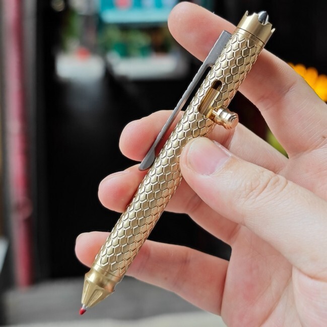 EDC Brass Bolt Action Ballpoint Pen Signature Writing Pen with Fidget Spinner