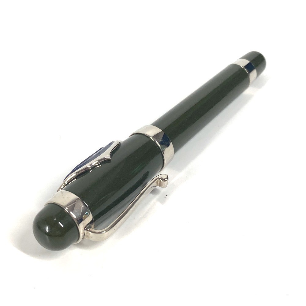 PRADA Logo Ballpoint Pen Stationery Khaki Black Ink Metal Unisex Authentic