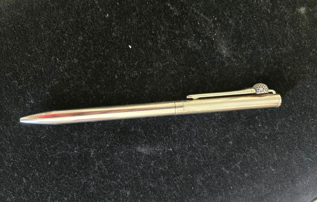RARE POUCH/BOX TIFFANY & CO. CROSS STERLING SILVER PEN w/GOLF BALL INSIGNIA