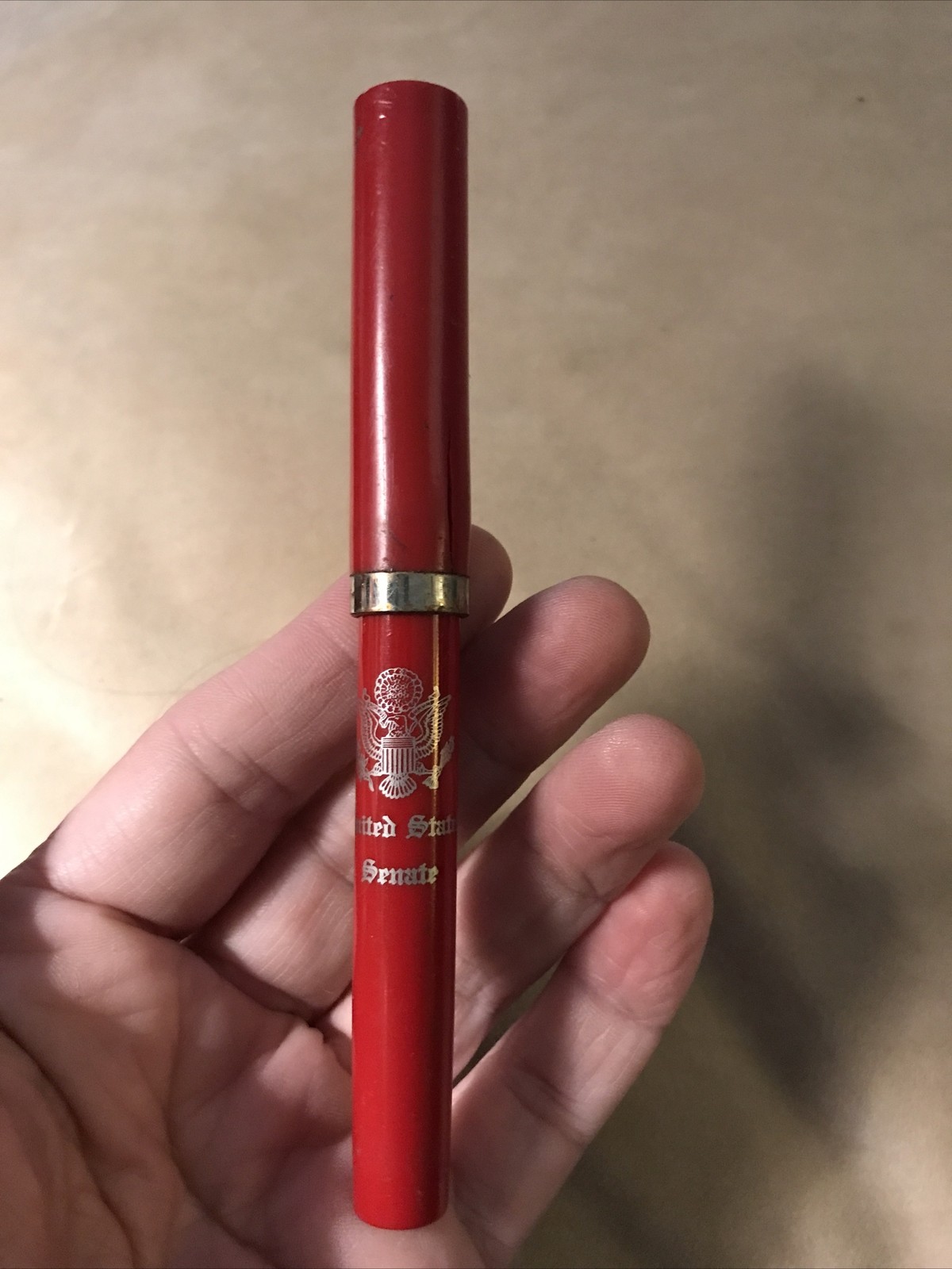 Ballpoint Pen, United States Senate, No Ink, Vintage, Red, Crack, W/insignia