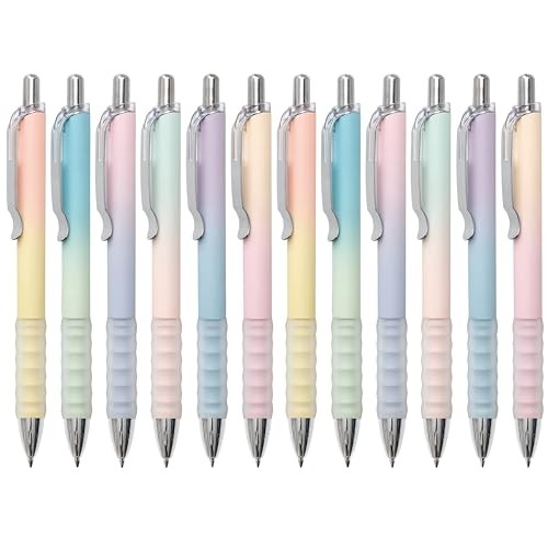 Gel Pens Fine Point 0.7mm Black Ink Gel Pen Retractable Cute Pens for 12-count