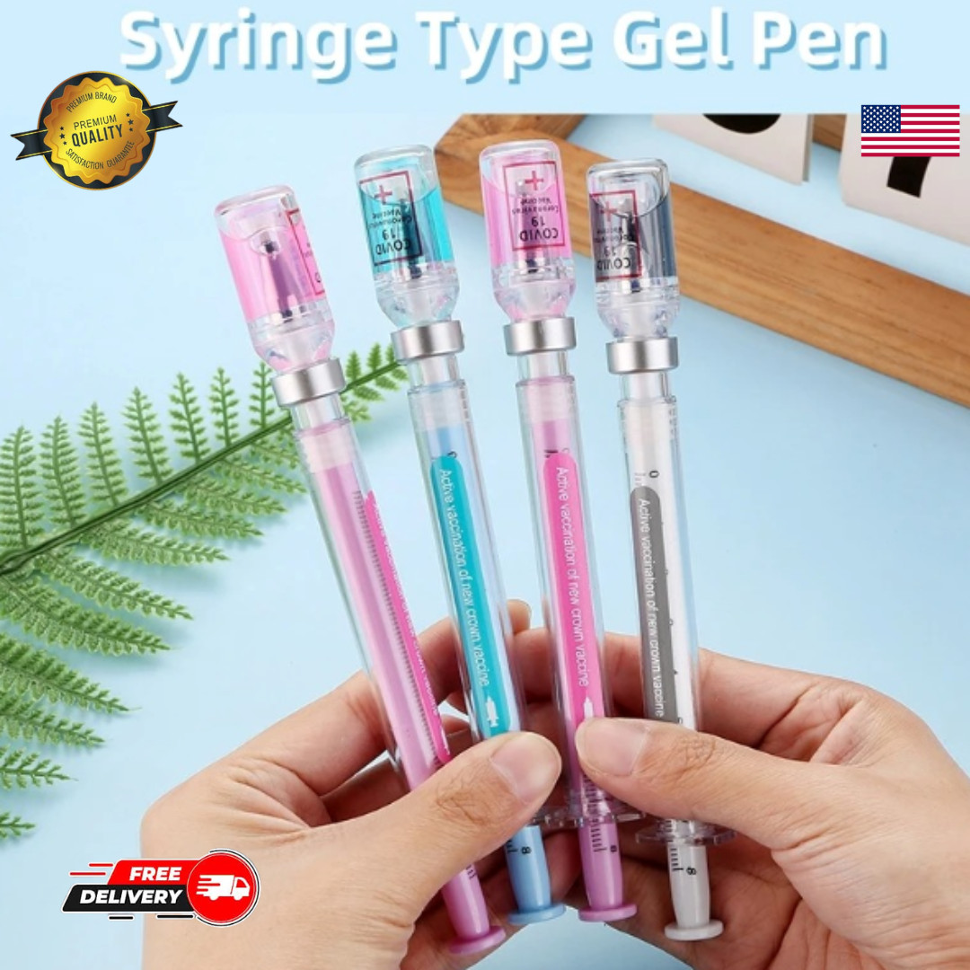 2Pcs Syringe Gel Pens Novelty Fun Ballpoint Nurse Doctor Student Gift
