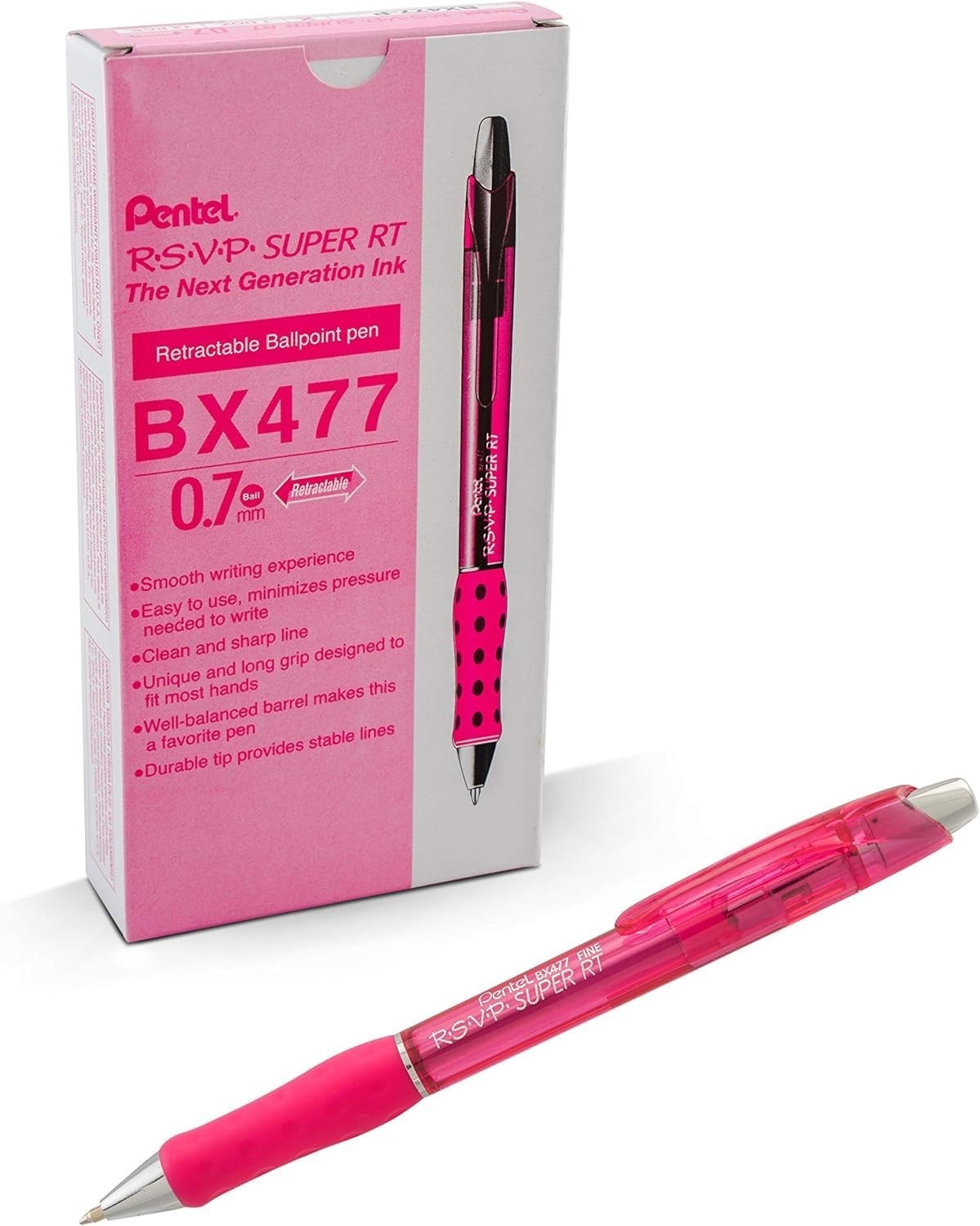 Fine Line Ballpoint Pen 0.7mm – Red Ink, Smooth Writing, Ergonomic Grip, 12 Pack