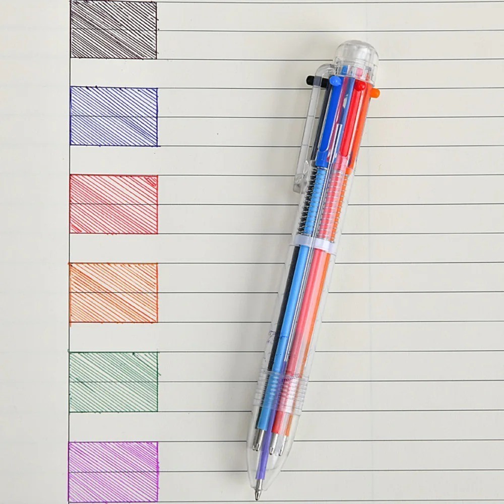 1pc MultiColor 6 in 1 Color Ballpoint Pen Ball Point Pens Kids School Office