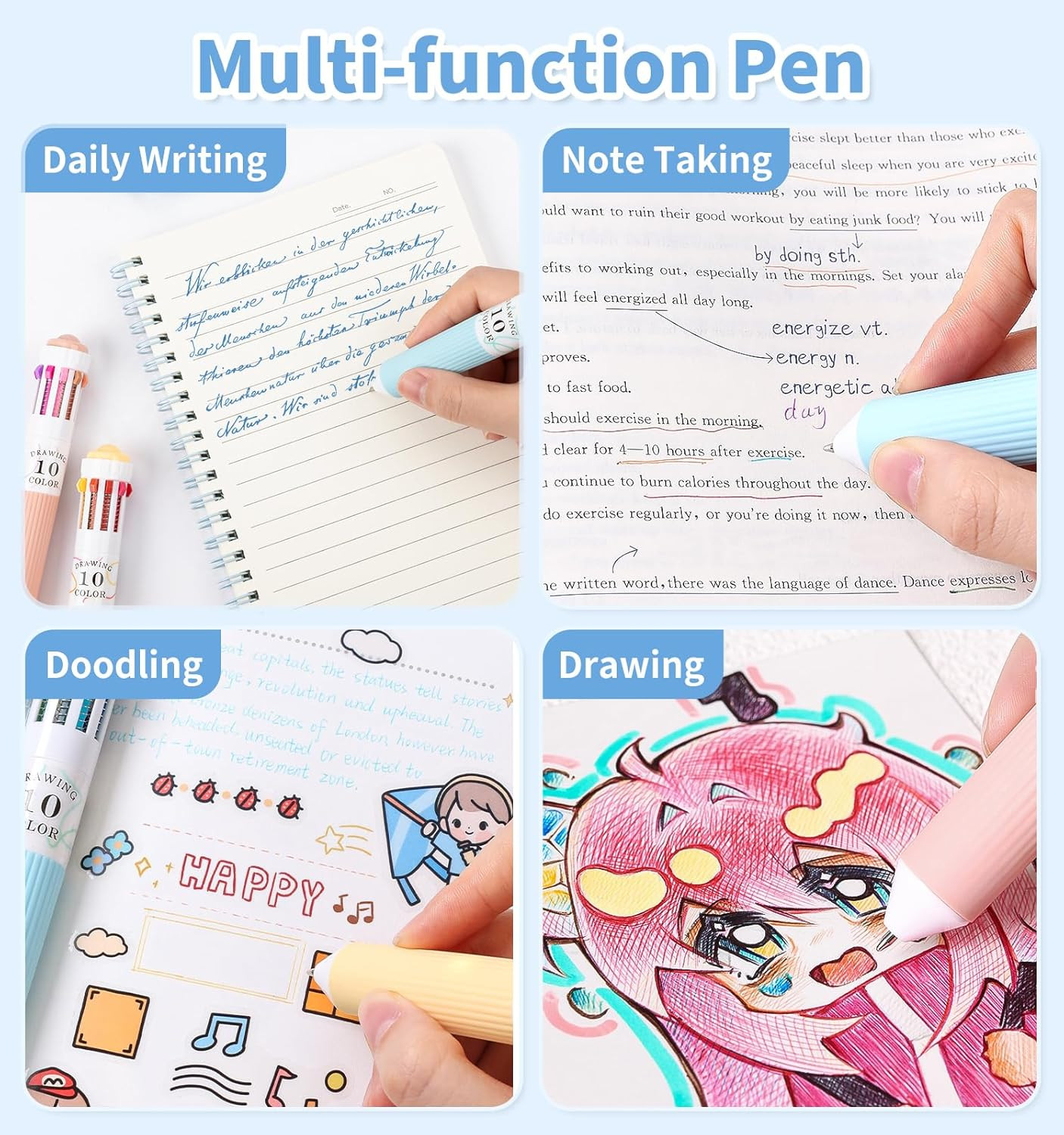 3 Park Multicolor Pens, 10-In-1 Colored Ballpoint Pen, 28 Colors, 0.8Mm Fine Poi