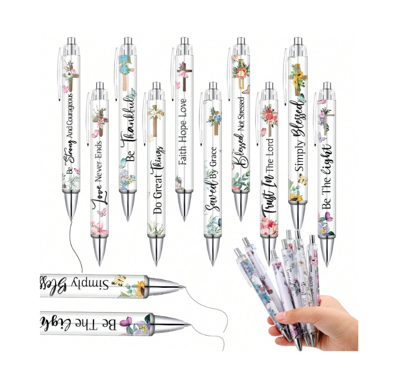 10 Pcs Christian Pens For Women Religious Ink Pens
