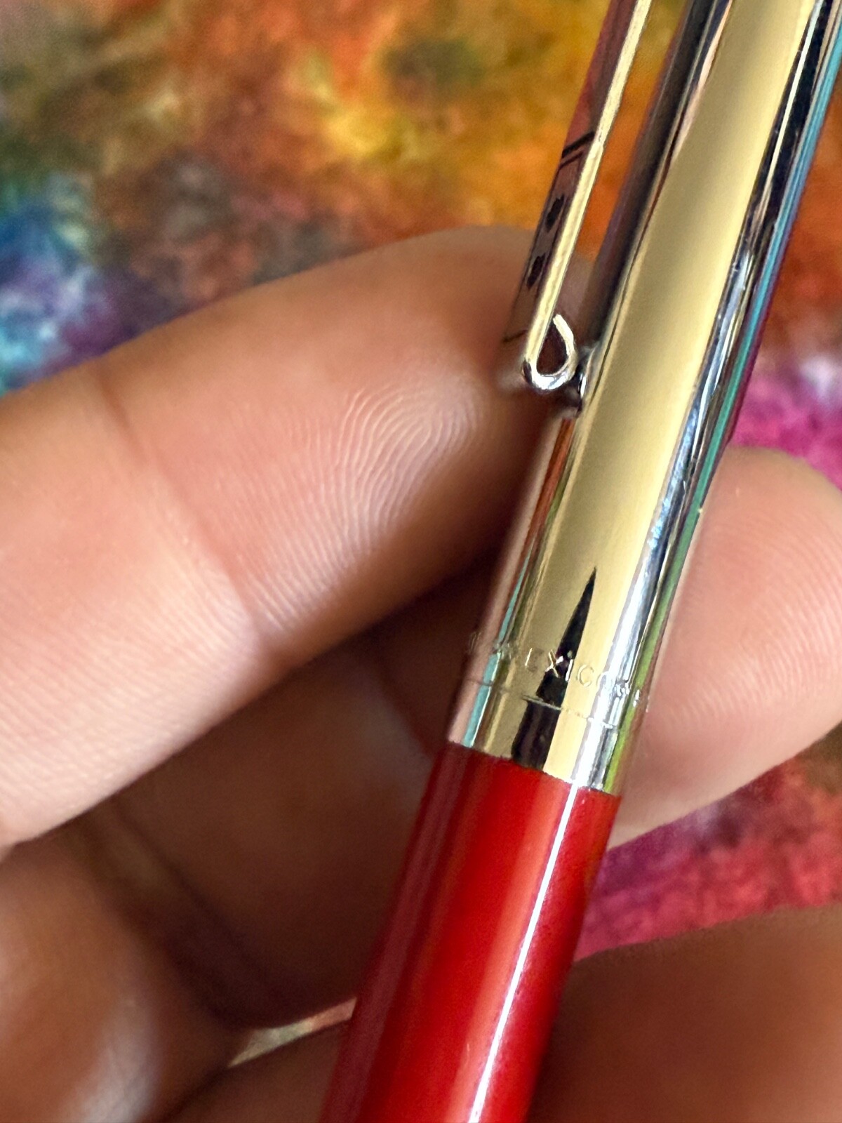 VTG 90s RED Paper Mate Double Heart Profile Ball Pen Slim Grip Mexico Blue Ink