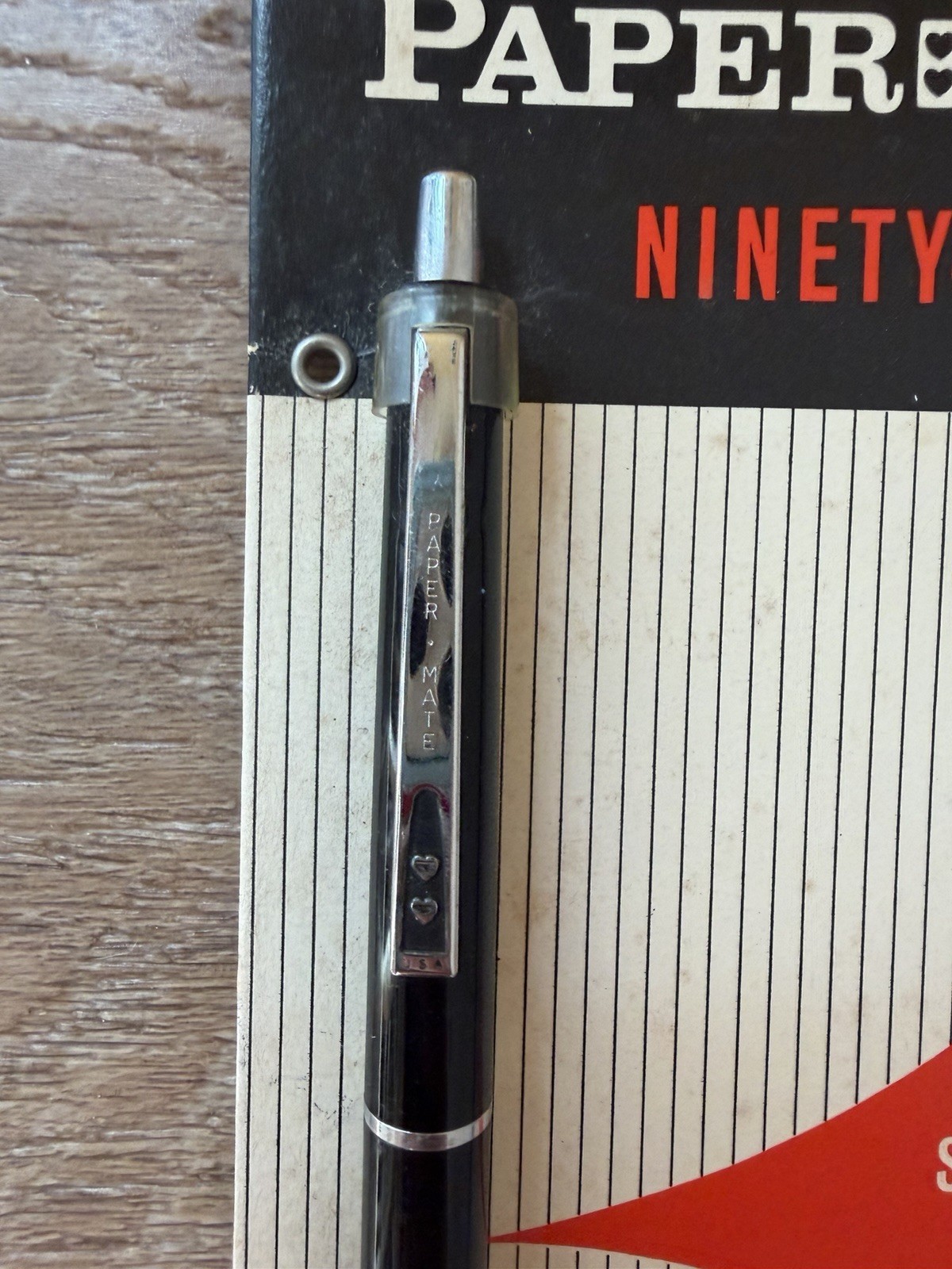 Vintage Paper Mate Ninety-Eight Ballpoint Pen NOS On Card Made USA 98¢ Black
