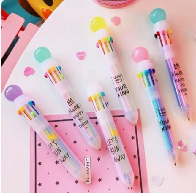 Multi-color 10 in 1Color Ballpoint Pen Ball Point Pens Kids School Office Supply