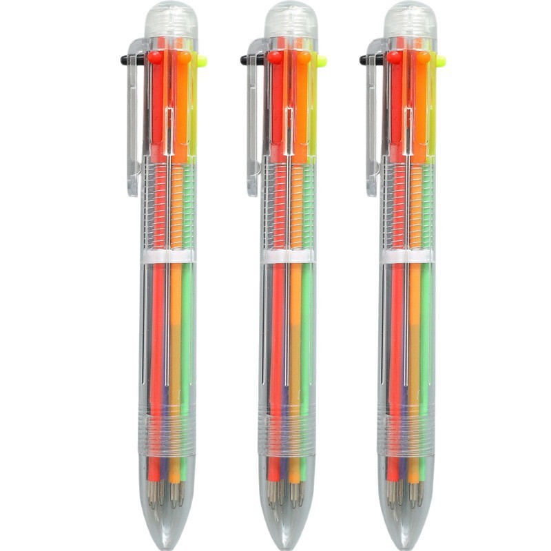 1x MultiColor 6 in 1 Color Ballpoint Pen Ball Point Pens Kids School Office US