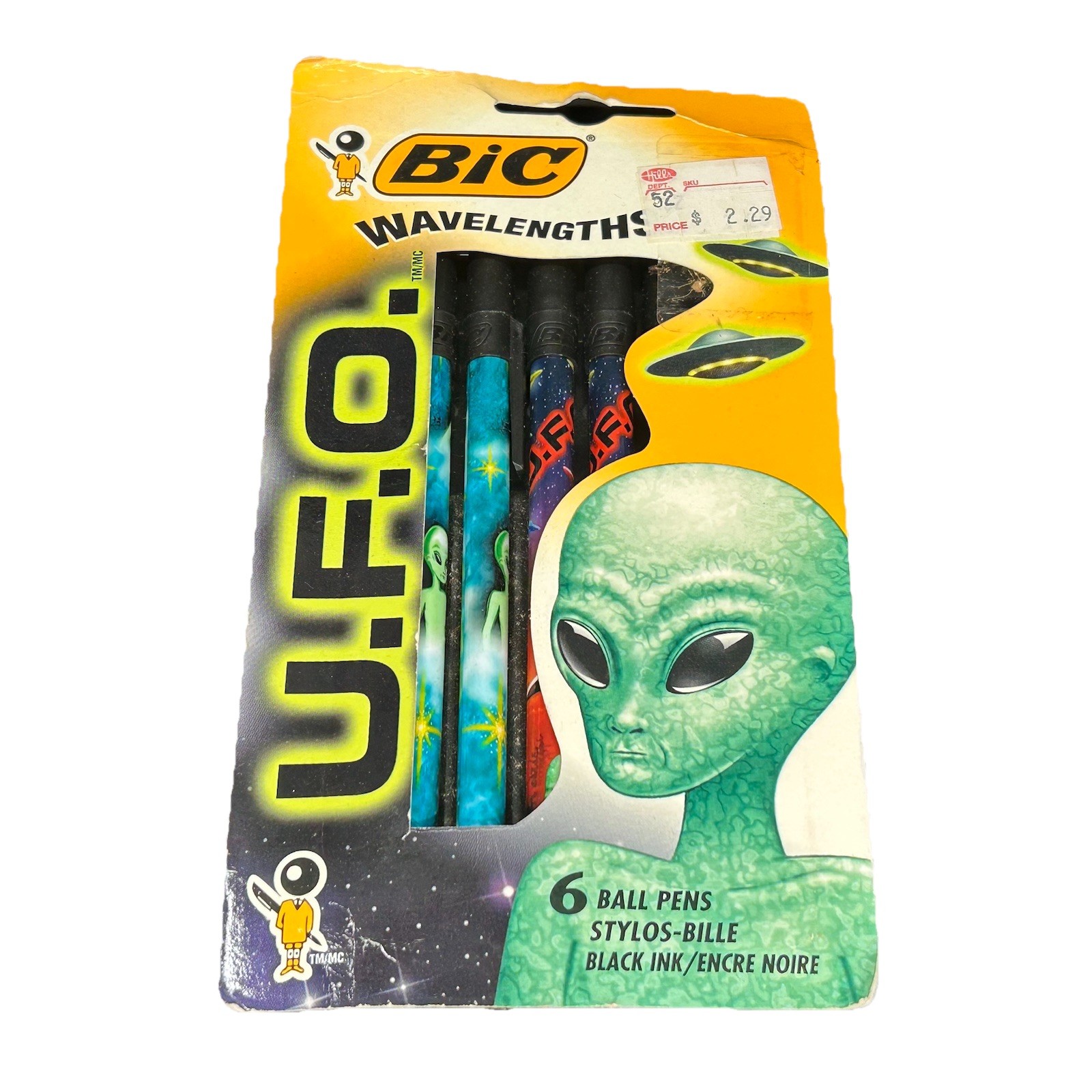 Vintage 1997 Bic Wavelengths UFO Alien Stick Ball Pens Black Ink Ballpoint