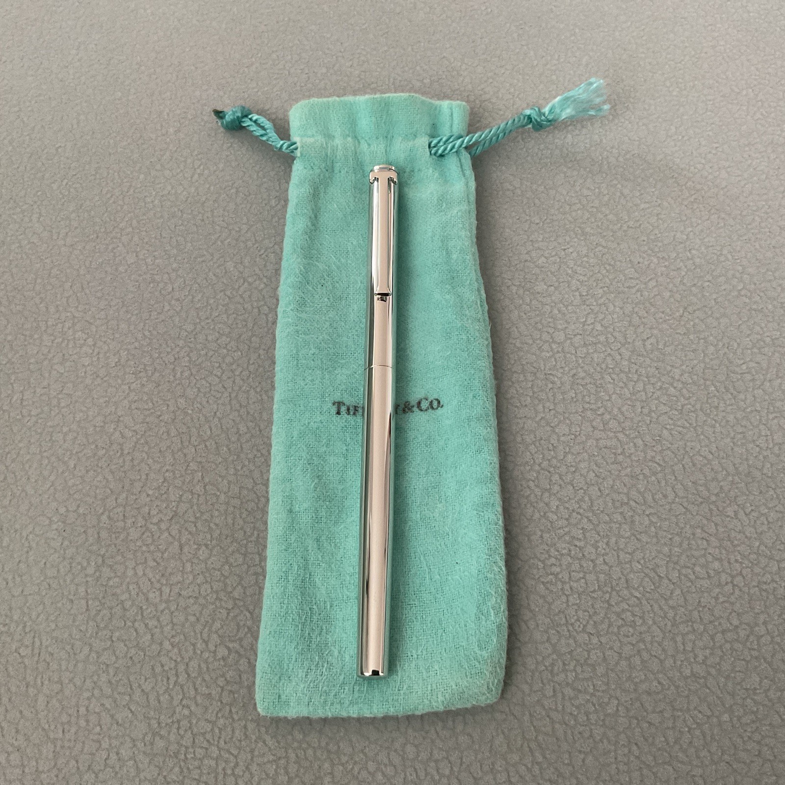 Tiffany & Co. “T” Sterling Silver Ballpoint Roller Pen Black Ink ( engraving)