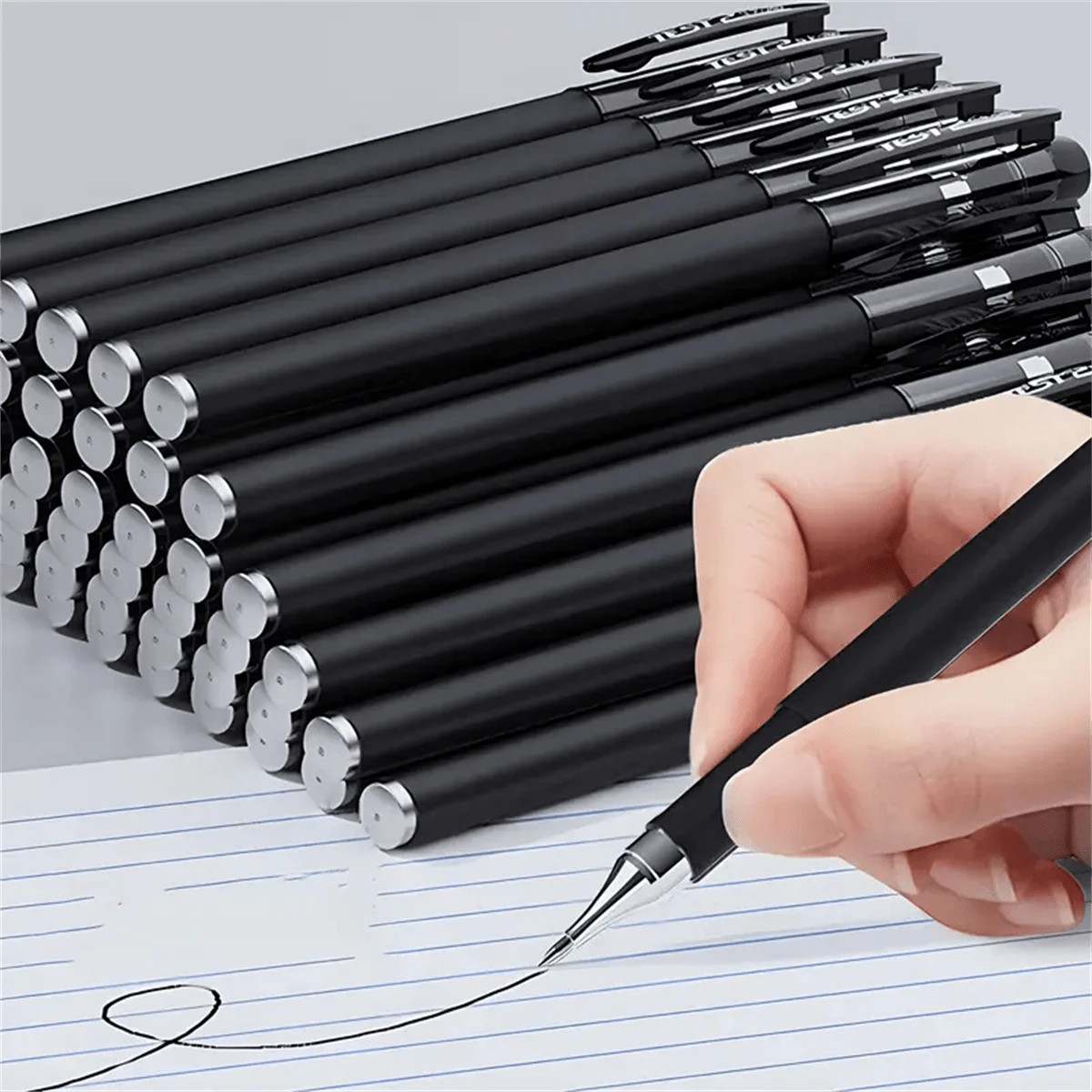 Ballpoint Pens Black Matte Gel Ink Pens Set 0.5mm Extra Fine Tip Smooth Writing